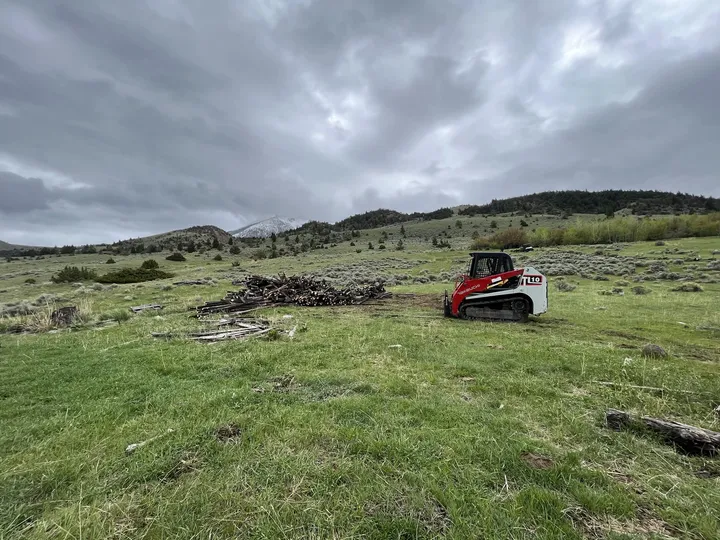Fence construction underway on a Montana property