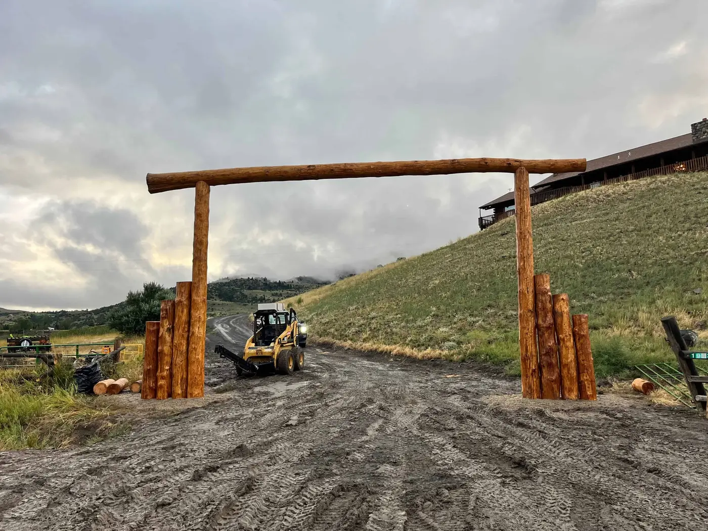 Timber ranch entrance archway in Montana