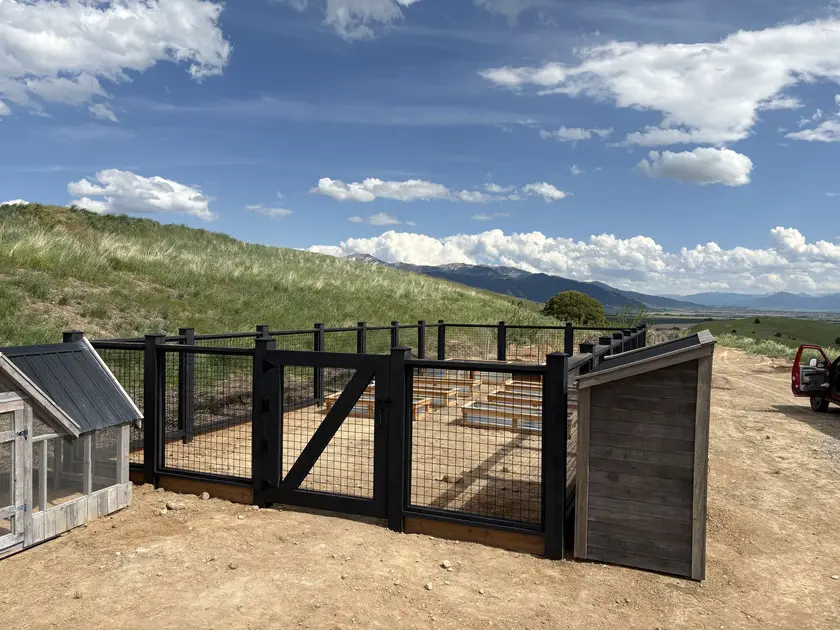 Completed garden enclosure in the Gallatin Valley