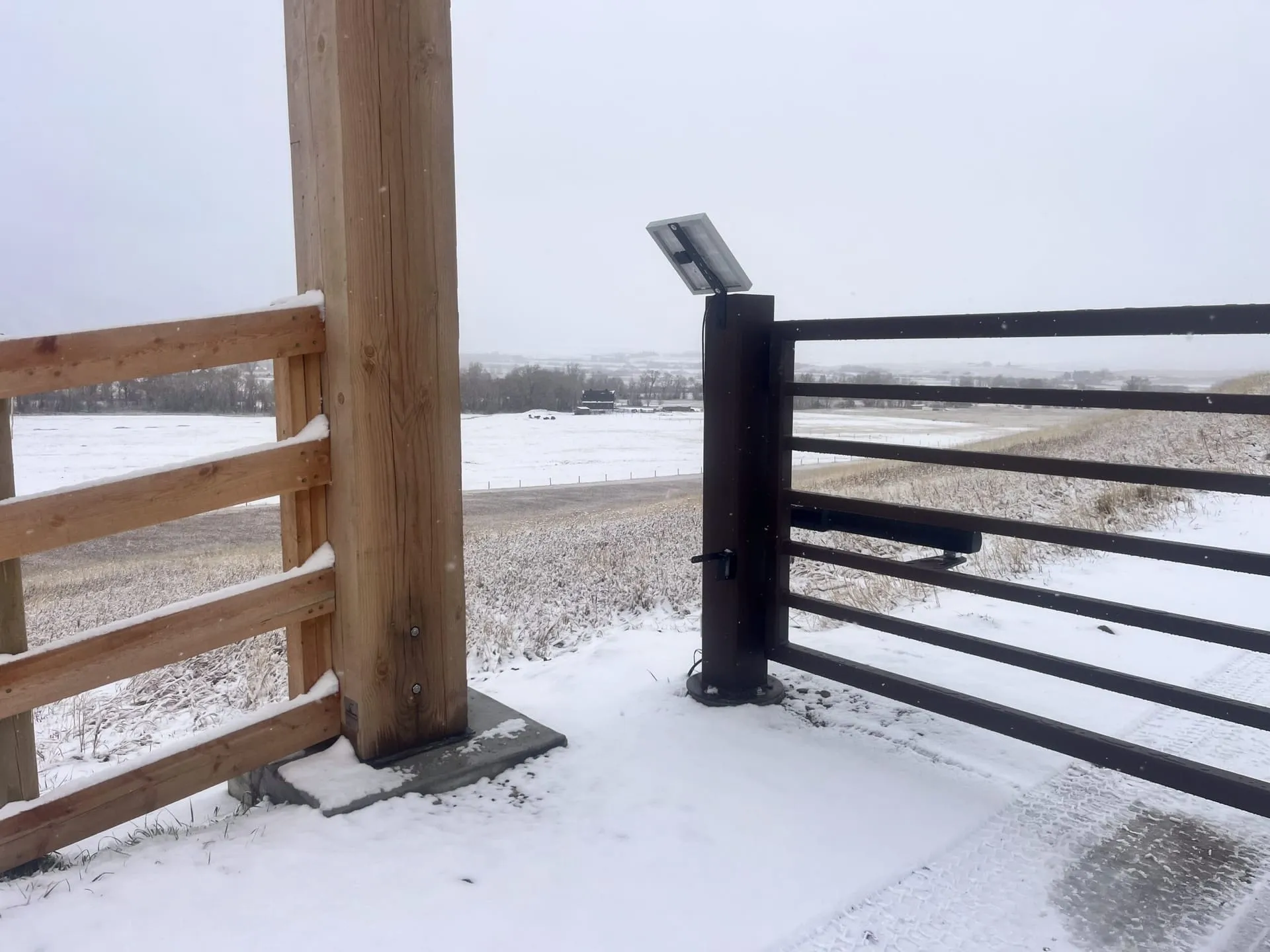 Custom steel ranch entry gate fabricated in-house