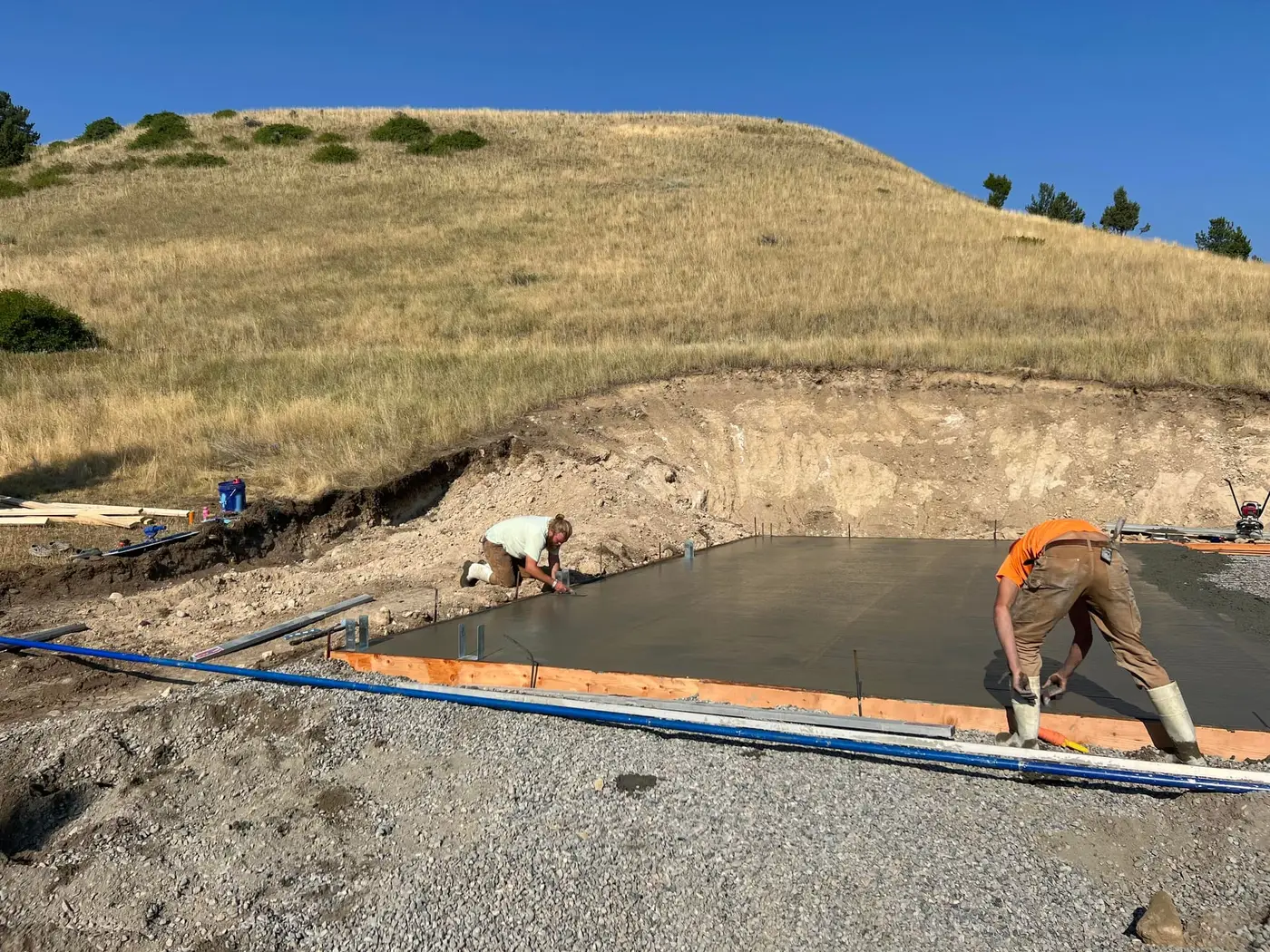 Concrete footing and flatwork on a Montana property