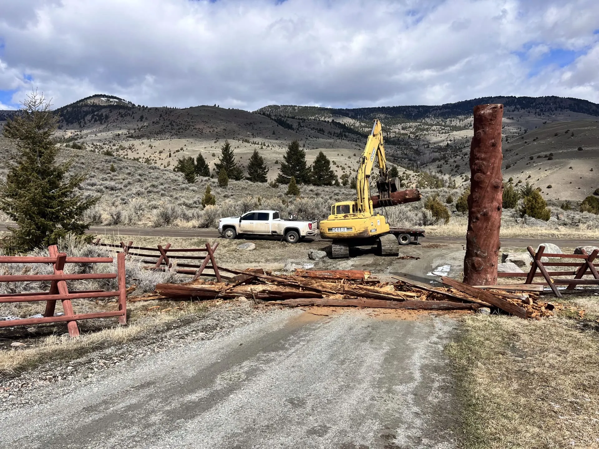 Demolition debris being cleared from a Montana property