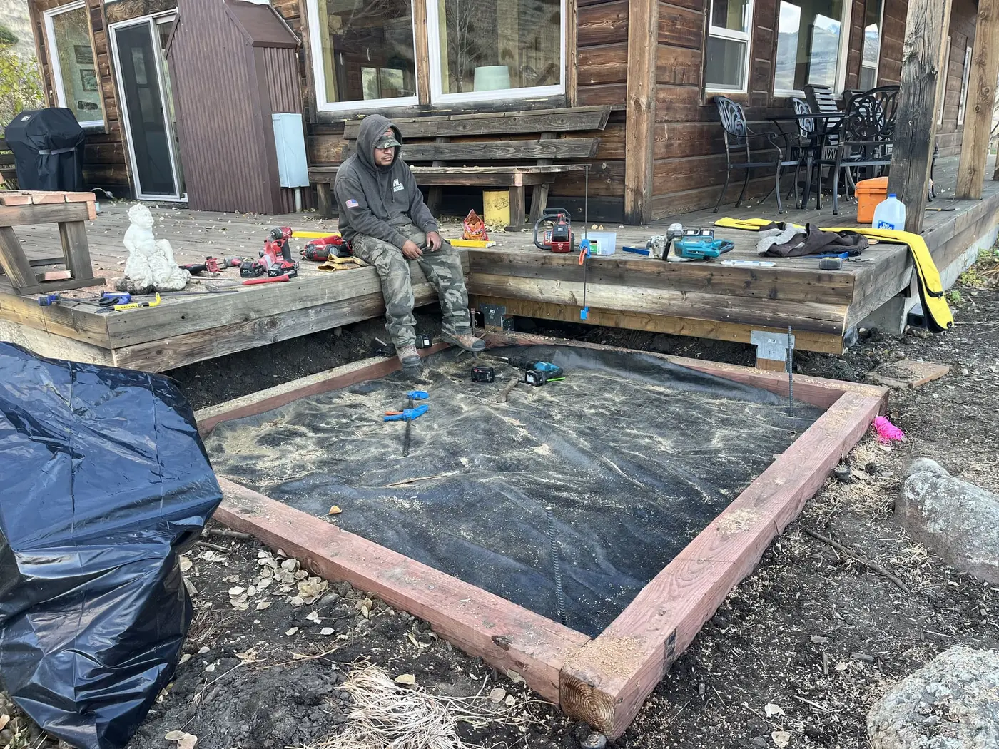 Hot tub platform framing detail