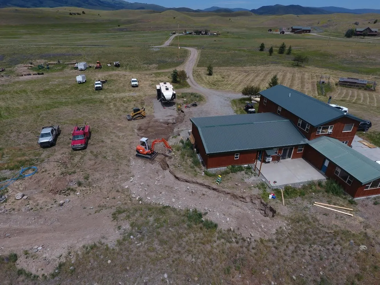 Utility trench excavation on a Montana property