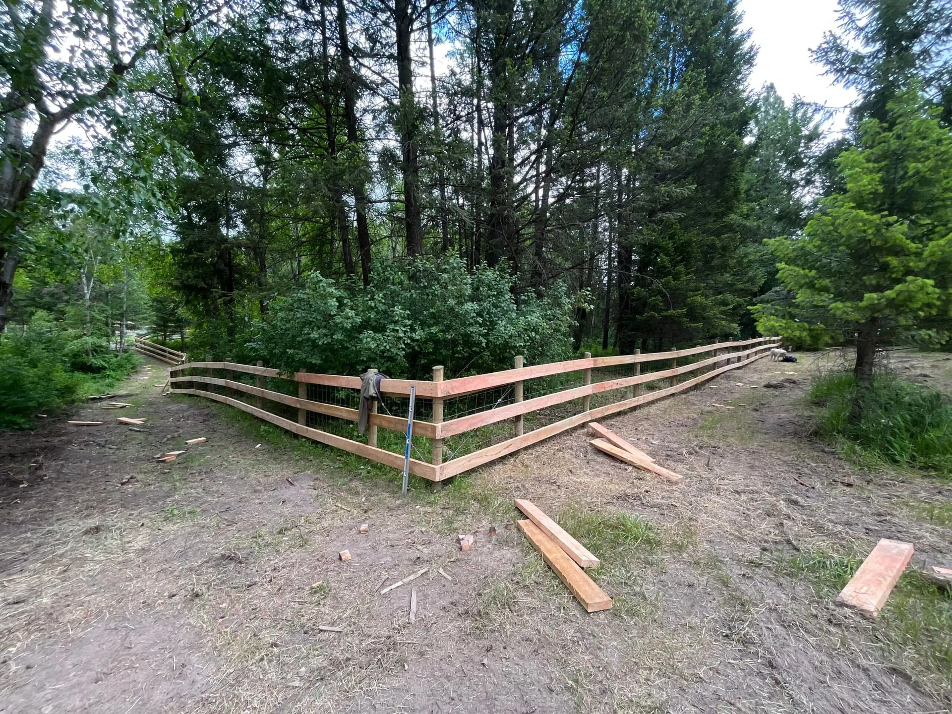 Fence construction under way on a Montana property