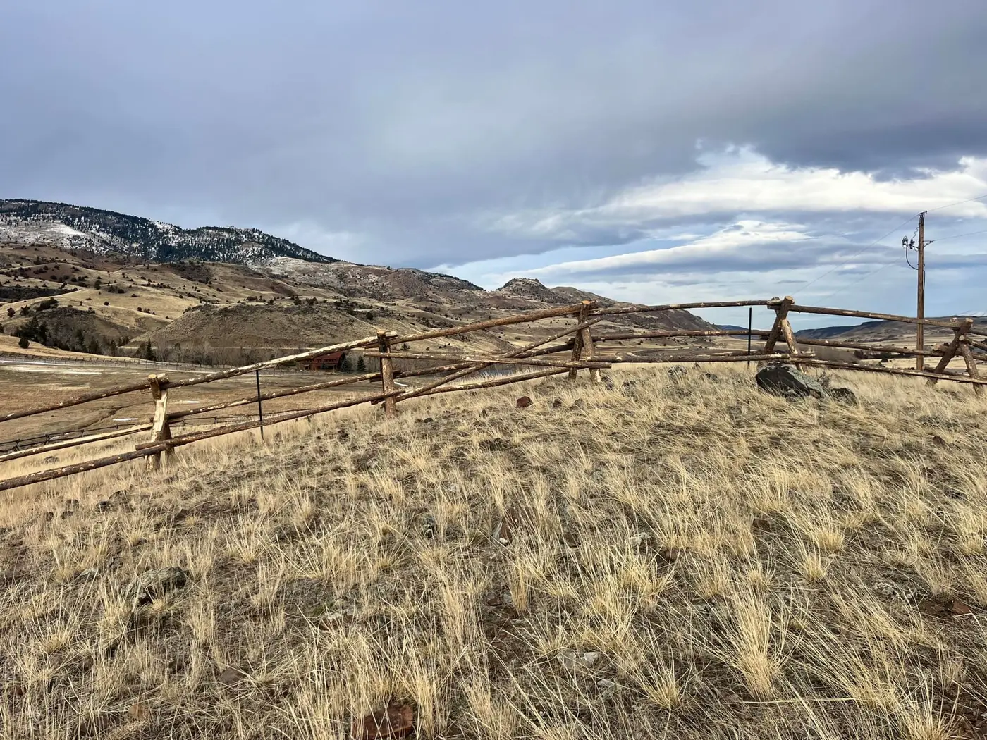 Fence corner and brace construction on a Montana ranch