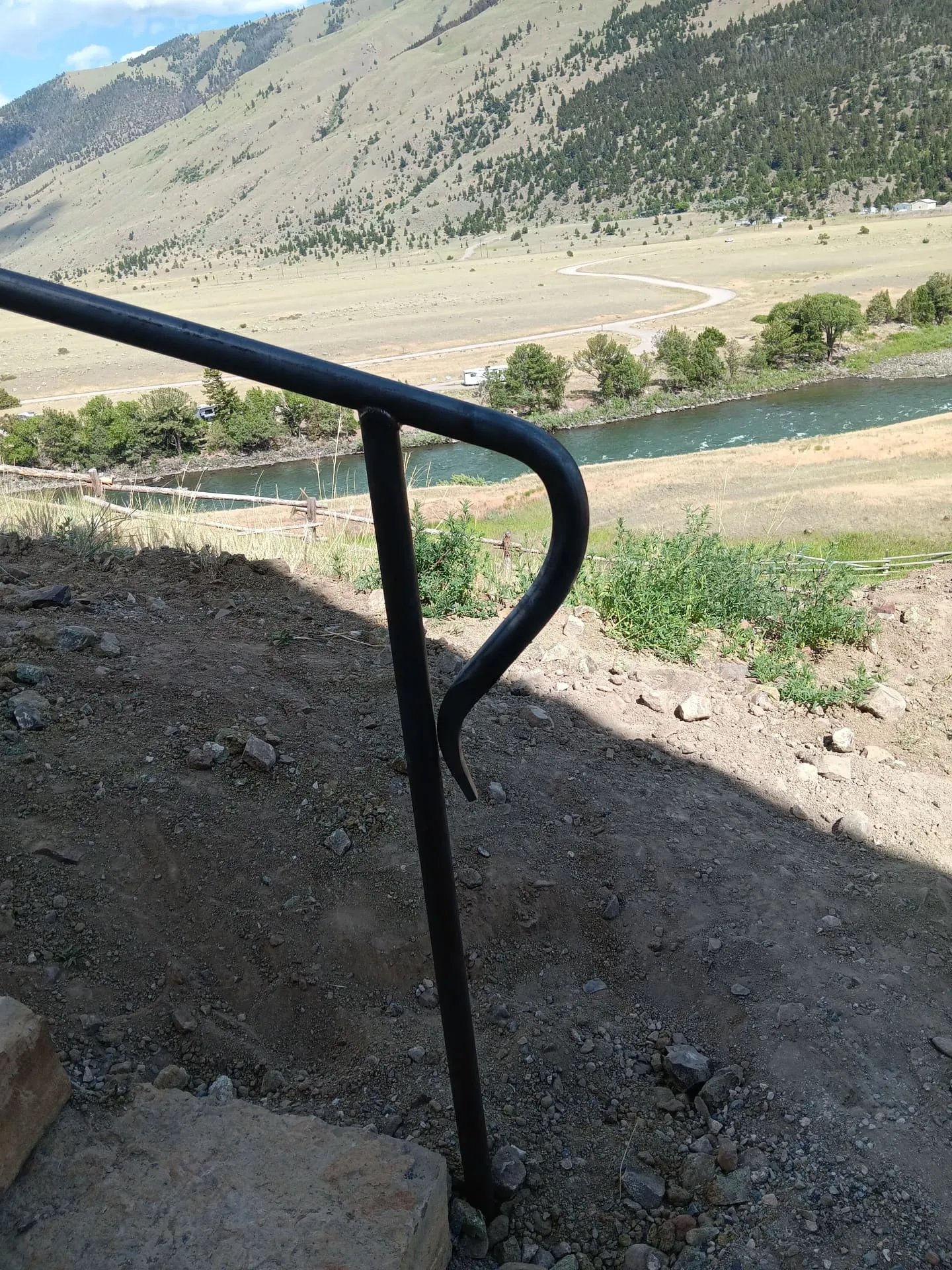 Natural flagstone steps set into a slope