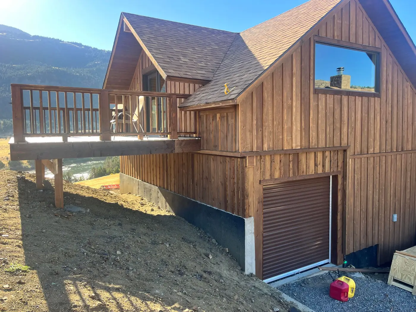 Open-face livestock shelter structure on a Montana property