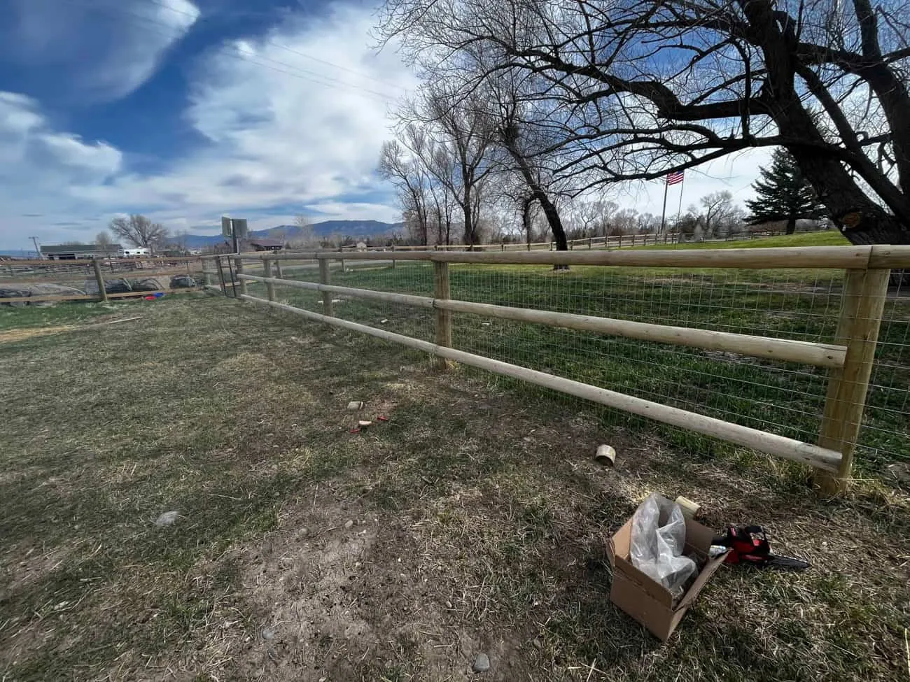 Wood rail fencing on a Montana ranch property
