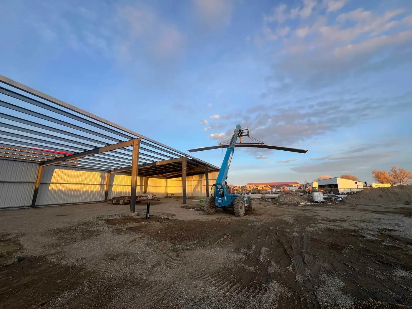 Pole barn construction on a Montana property