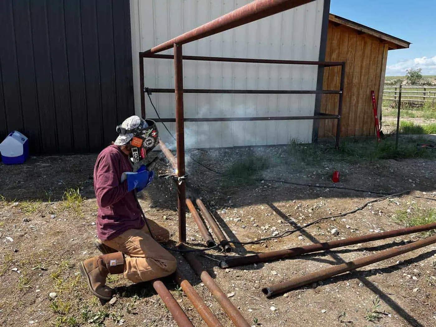 Welding work on a Montana ranch