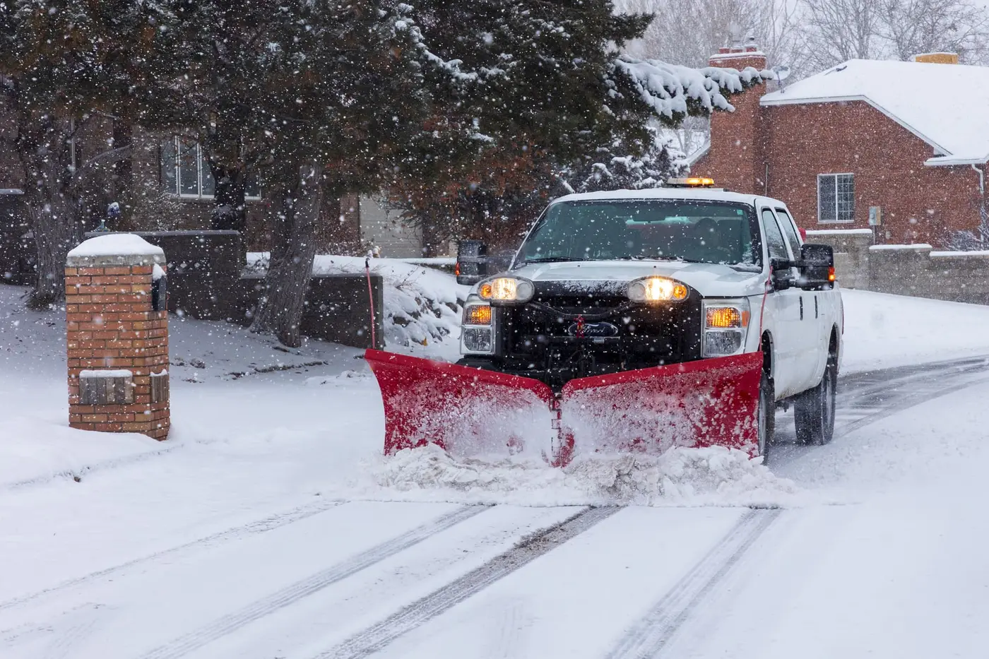 Snow plowing on a rural Montana driveway in Paradise Valley